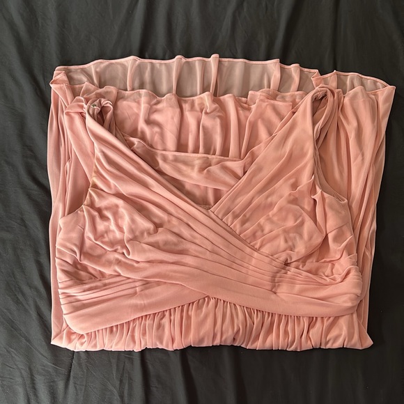 David’s Bridal Cowl Back Mesh Bridesmaid Dress Size 20 Pink - Picture 6 of 11